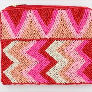 ZigZag Beaded Coin Purse - Red/Pink
